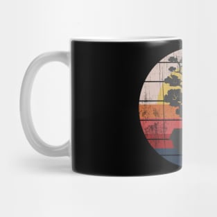 Bonsai Tree Design Japanese Bonsai Tree Sun Retro Mug